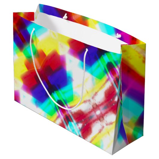 Abstracte Popart Primaire Regenboog Gift Bag Groot Cadeauzakje (Achterkant Gekanteld)