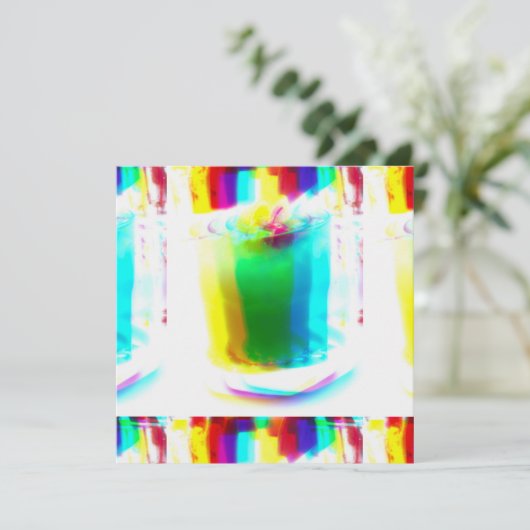 Abstracte Popart Primary Rainbow Drink Flat Kaart (Staand voorkant)