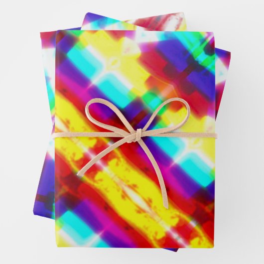 Abstracte Popart Rainbow Wrapping FlatSheet Set Inpakpapier Vel (In situ)