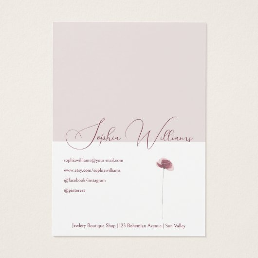 Abstracte Poppy Armband Sieraden Display Kaart (Achterkant)