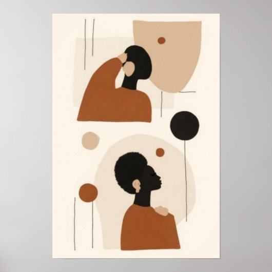 Abstracte Portret Wand Kunst Set | Minimalistische Poster (Voorkant)