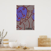 Abstracte Poster met Blauwe Gezichten (Keuken)