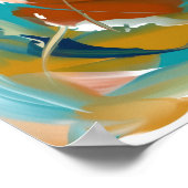 Abstracte Poster met Oranje en Turquoise Werveling (Hoek)