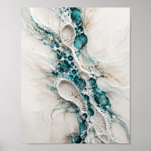 Abstracte Posterprint Teal Geode Wandkunst Poster (Voorkant)