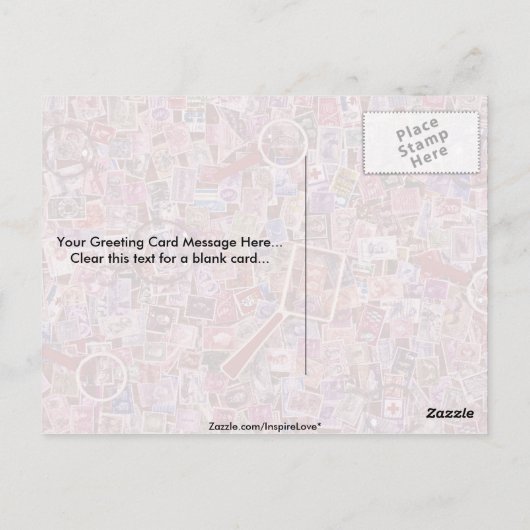 Abstracte postzegels en magnifiers briefkaart (Achterkant)