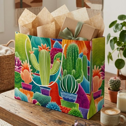Abstracte potcactussen groot cadeauzakje