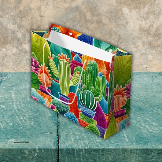 Abstracte potcactussen groot cadeauzakje