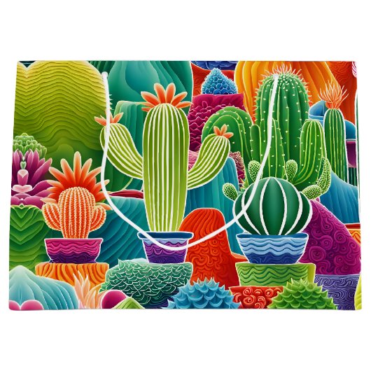 Abstracte potcactussen groot cadeauzakje (Voorkant)
