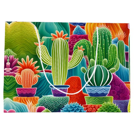 Abstracte potcactussen groot cadeauzakje (Achterkant)