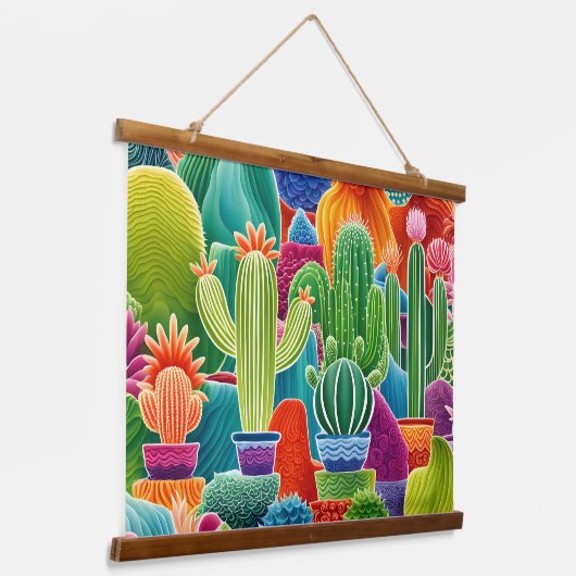 Abstracte potcactussen hangend wandkleed (Gebogen)