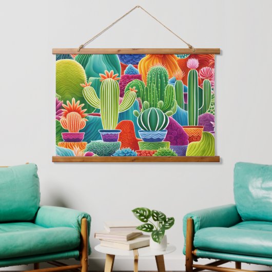 Abstracte potcactussen hangend wandkleed (Woonkamer)
