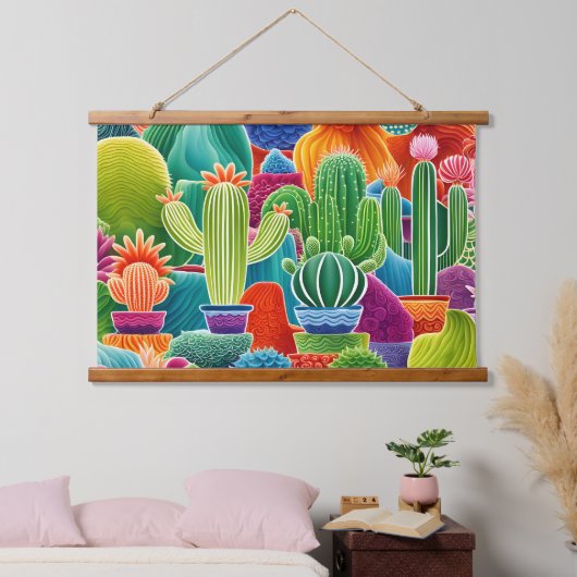 Abstracte potcactussen hangend wandkleed (Slaapkamer)