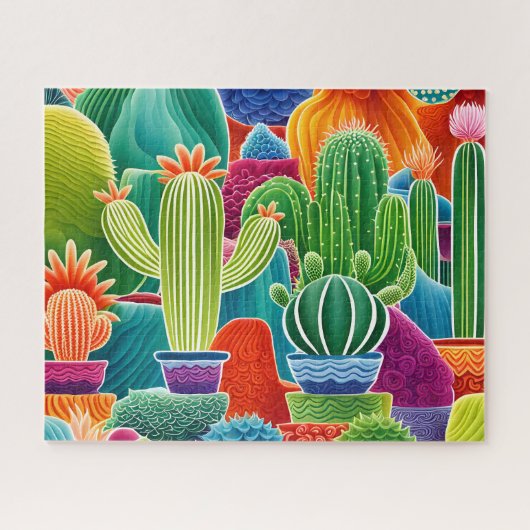 Abstracte potcactussen legpuzzel (Horizontaal)