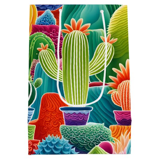 Abstracte potcactussen medium cadeauzakje (Achterkant)