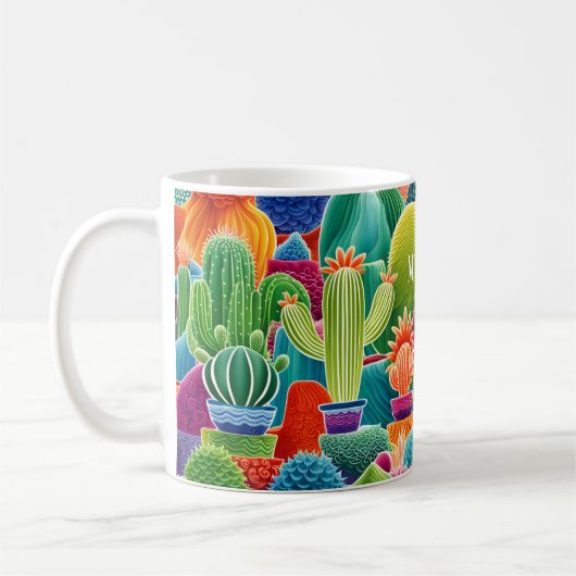 Abstracte potcactussen met naam koffiemok (Links)