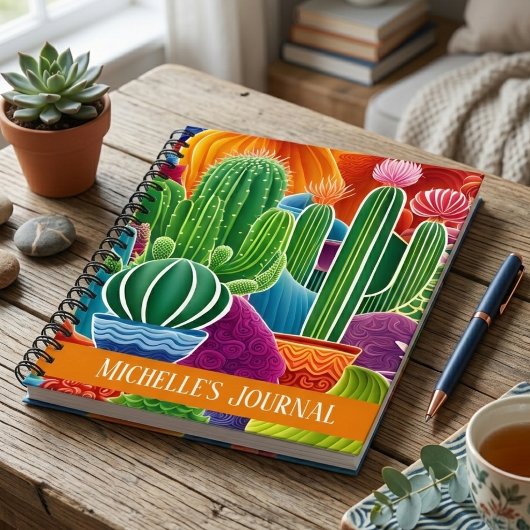 Abstracte Potcactussen Met Tekst op de Omslag Notitieboek