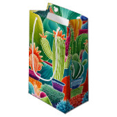 Abstracte Potted Cacti Klein Cadeauzakje (Voorkant Gekanteld)