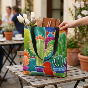 Abstracte Potted Cacti Tote Bag