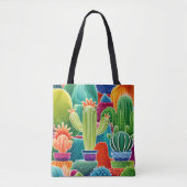Abstracte Potted Cacti Tote Bag (Voorkant)