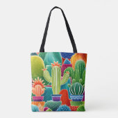Abstracte Potted Cacti Tote Bag (Achterkant)