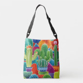 Abstracte Potted Cactussen Crossbody Tas (Achterkant)