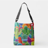 Abstracte Potted Cactussen Crossbody Tas (Voorkant)