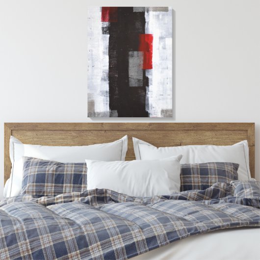 abstracte 'Power Trip' zwarte en witte kunst Canvas Afdruk (Insitu (Slaapkamer))