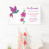Abstracte prachtige Hummingbird en Flowers Spandoek (Insitu)