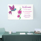Abstracte prachtige Hummingbird en Flowers Spandoek (Beurs)