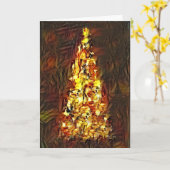 Abstracte pressionistische kerstboomvakantie-Kaart Kaart (Gele Bloem)