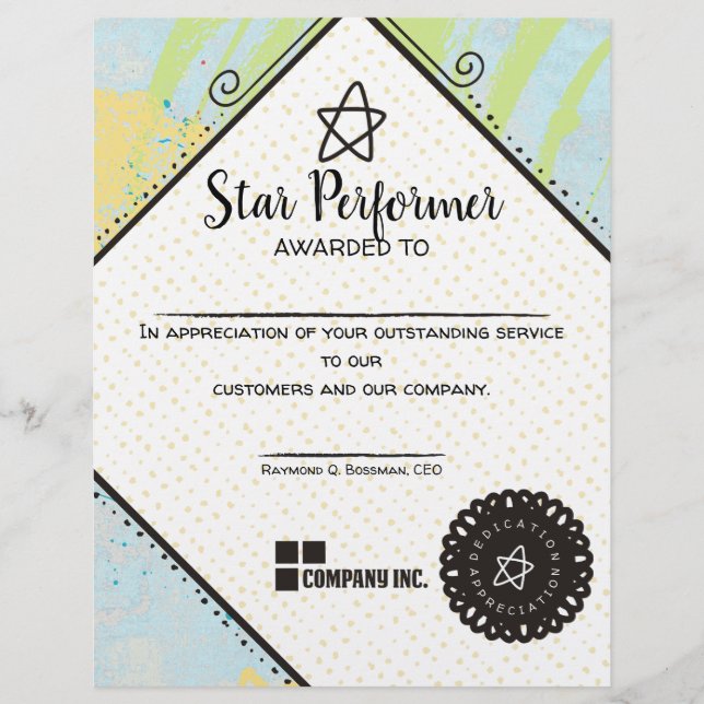 abstracte prijs voor waardering van topuitvoerend  (Voorkant)