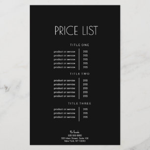 Abstracte Prijslijst in Zwart & Wit Flyer
