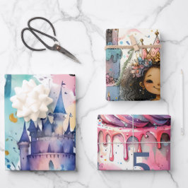 Abstracte Prinses Kasteel Magic FairyTale Verjaard Inpakpapier Vel