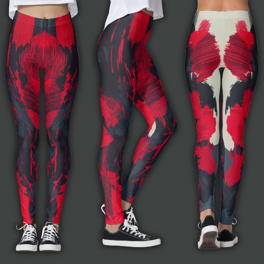Abstracte print | Crimson Noir Leggings