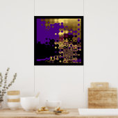 Abstracte print Gesmolten goud op paars en zwart (Keuken)