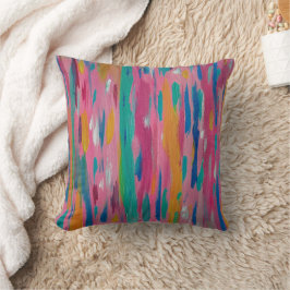 Abstracte print met roze penseelstreken kussen