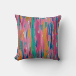 Abstracte print met roze penseelstreken kussen