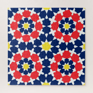 abstracte print met sterren en x-en legpuzzel
