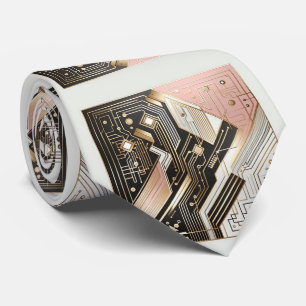 Abstracte printplaat - Retro Art Deco Stropdas
