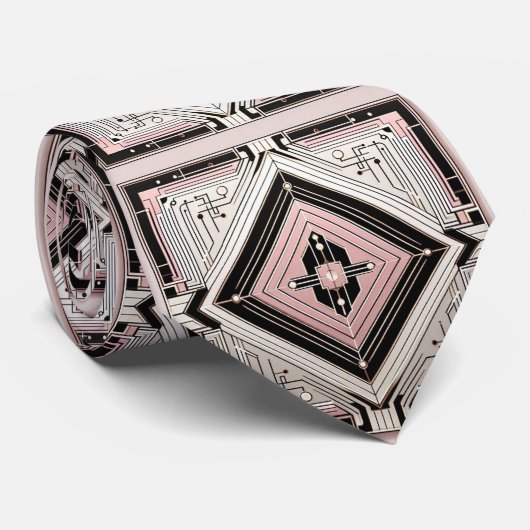 Abstracte printplaat - Retro Art Deco Stropdas (Opgerold)