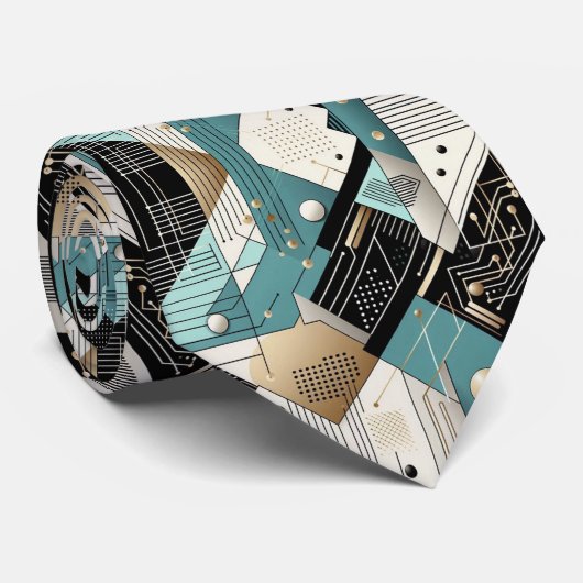Abstracte printplaat - Retro Midden Jaren 50 Moder Stropdas (Opgerold)
