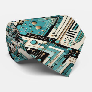 Abstracte printplaat - Retro Midden Jaren 50 Moder Stropdas