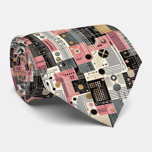 Abstracte printplaat - Retro Midden Jaren 50 Moder Stropdas (Opgerold)