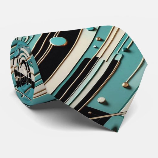 Abstracte printplaat - Retro Midden Jaren 50 Moder Stropdas (Opgerold)
