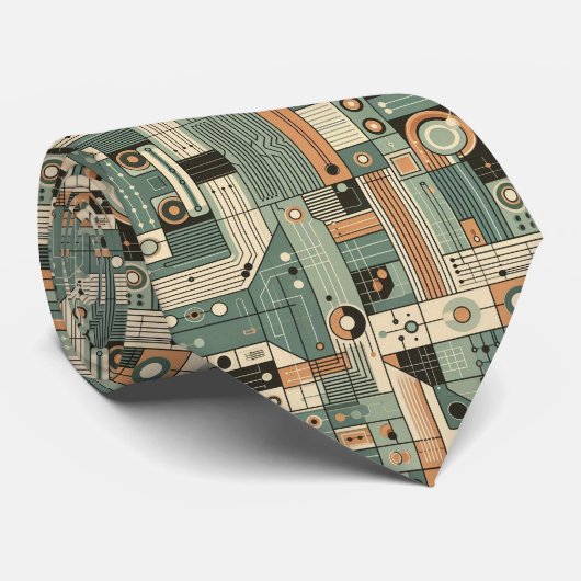 Abstracte printplaat - Retro Midden Jaren 50 Moder Stropdas (Opgerold)