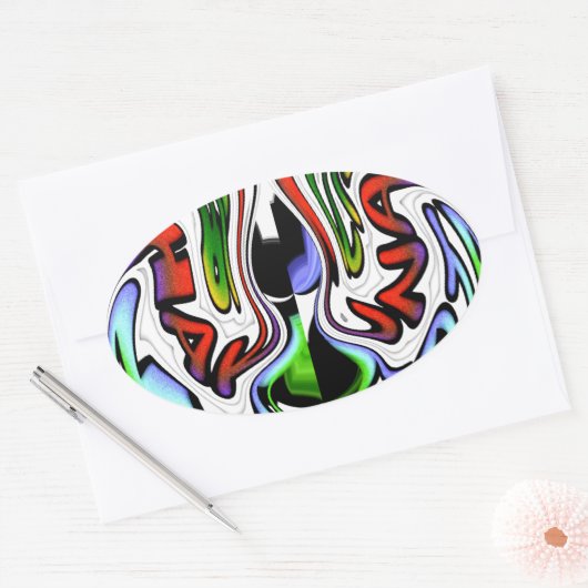 Abstracte profielillustratie afdrukken ovale sticker (Envelop)