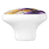 Abstracte pruim en gele Waterverf Keramische Knop (Zijkant)