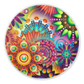 Abstracte Psychedelic Colors Dresser Keramische Knop (Voorkant)