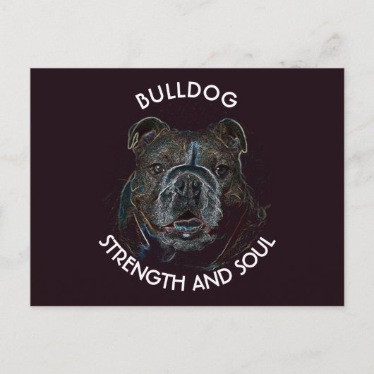 Abstracte Psychedelic Dark Bulldog Tekening Briefkaart (Voorkant)