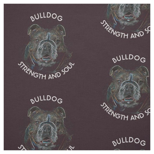 Abstracte Psychedelic Dark Bulldog Tekening Stof (Swatch)